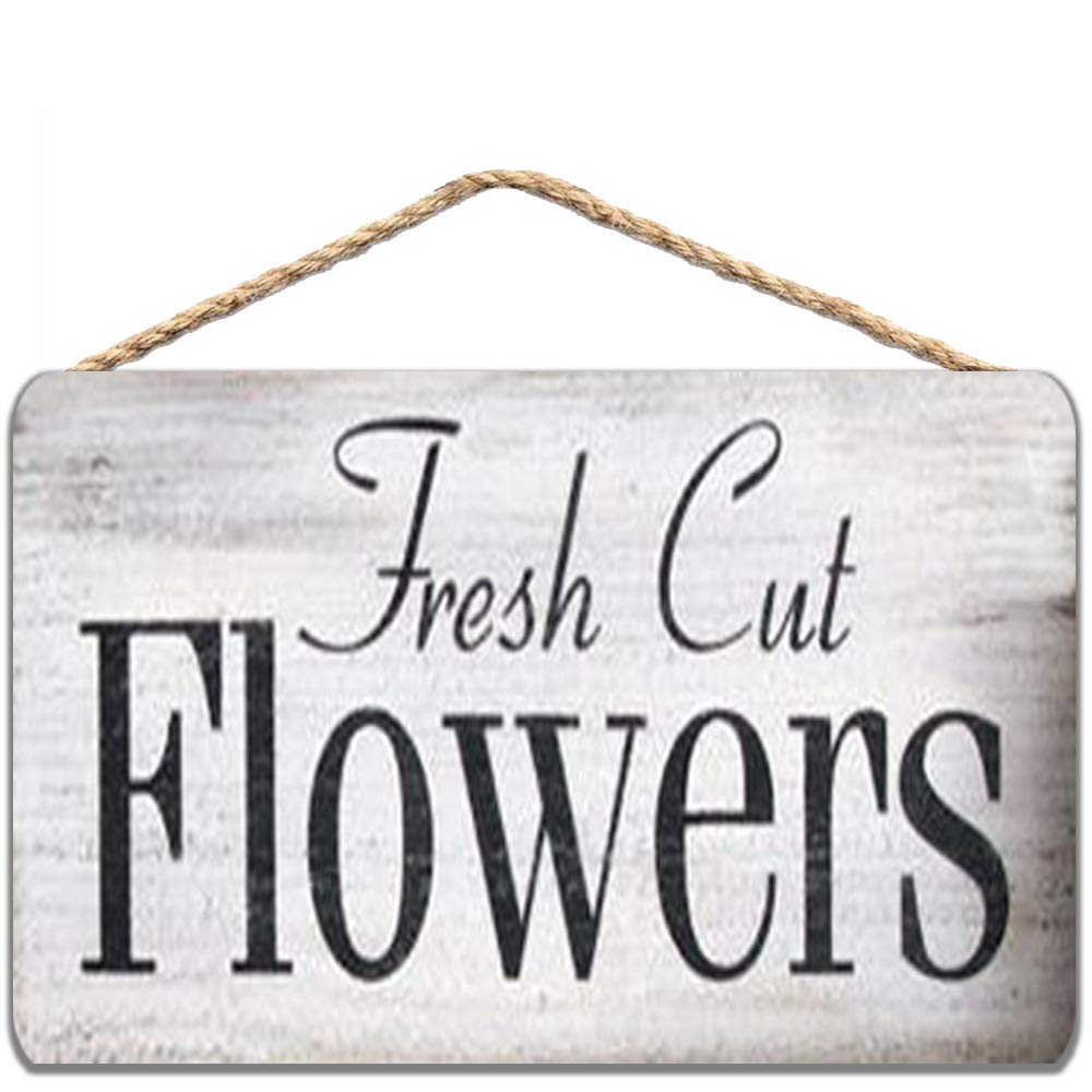 TFZQm Fresh Cut Flowers Sign - Hand Painted Tin Sign - Rustic Flowers Sign - Farmhouse Decor 8x12 Inch Cave Indoor Outdoor Home Living Wall Decor, Metal Poster, Vintage Metal Tin Sign Plaque