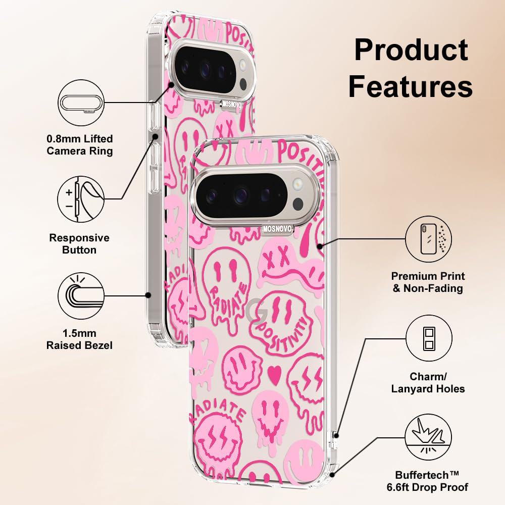 MOSNOVO Case for Google Pixel 10 & Pixel 10 Pro, [Buffertech 6.6ft Military-Grade Drop Protection] [Anti Peel Off Tech] Clear TPU Bumper Phone Case Cover Design - Cute Cherry — view 71