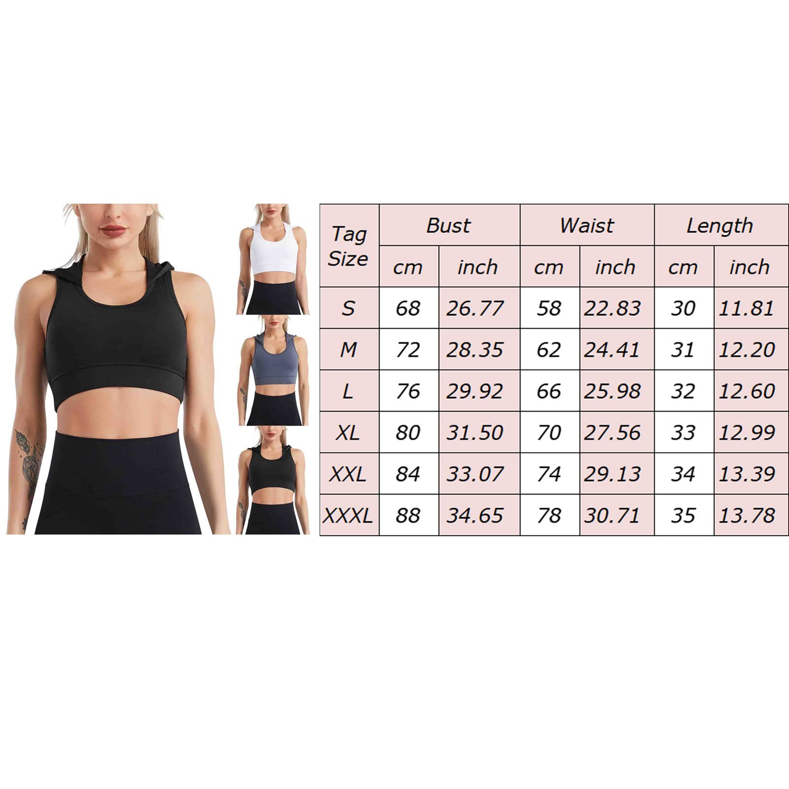 Reggiseno Sportivo Lungo da Donna Top da Yoga Ad Alto Impatto Reggiseno Incorporato Reggiseno Sportivo Crop Top Reggiseno Senza Spalline sulla Schiena, Grigio, M