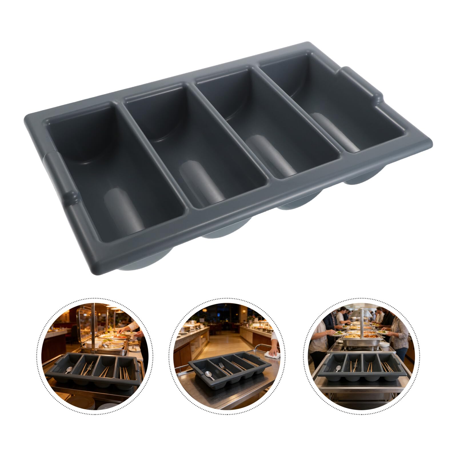 DOITOOL Portaposate in Plastica 4 Scomparti, Organizzatore Utensili da Cucina Salvaspazio per Cassetti, Vassoio Porta Posate Compatto per Buffet e Ristoranti