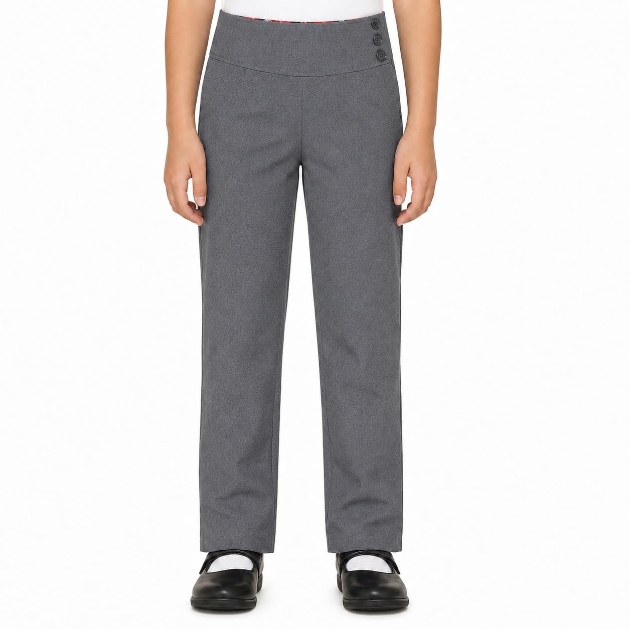 Bienzoe Adjustable Waist Girls Pants: School Uniform Straight Leg