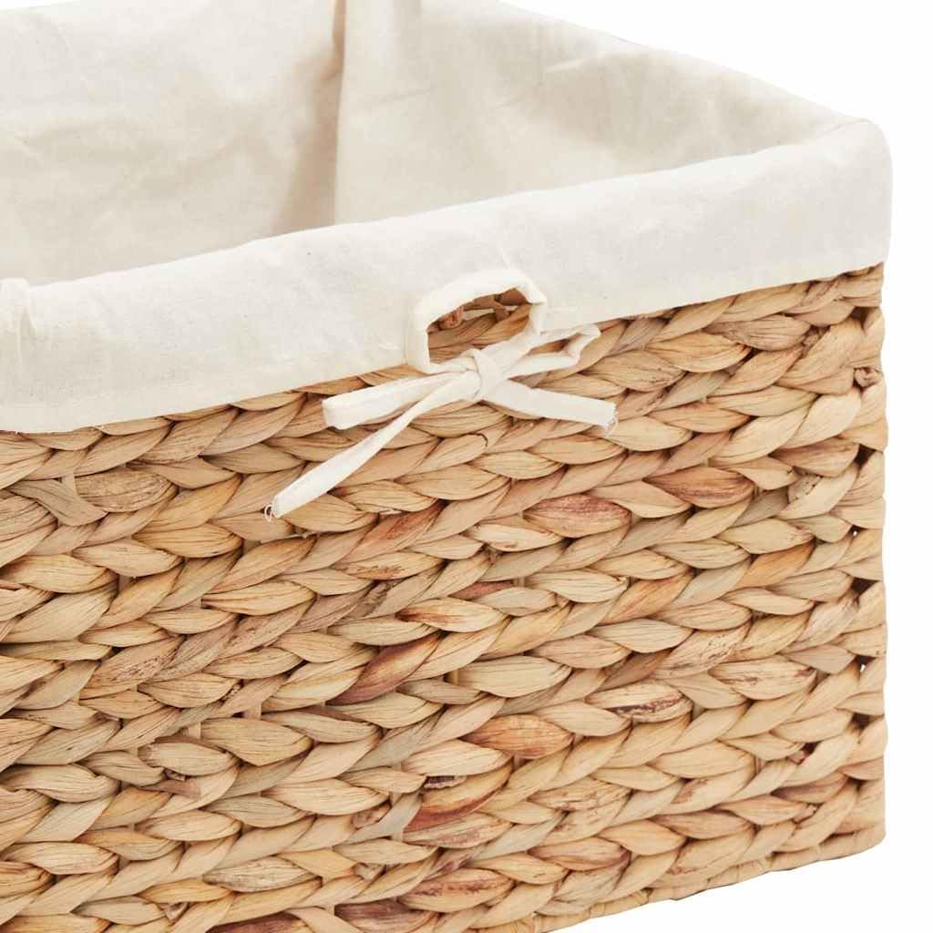 Fengshui Juego de 3 cestas de almacenamiento rectangulares de jacinto de agua natural, ideales para salón, dormitorio y oficina, con asas y forma resistente.
