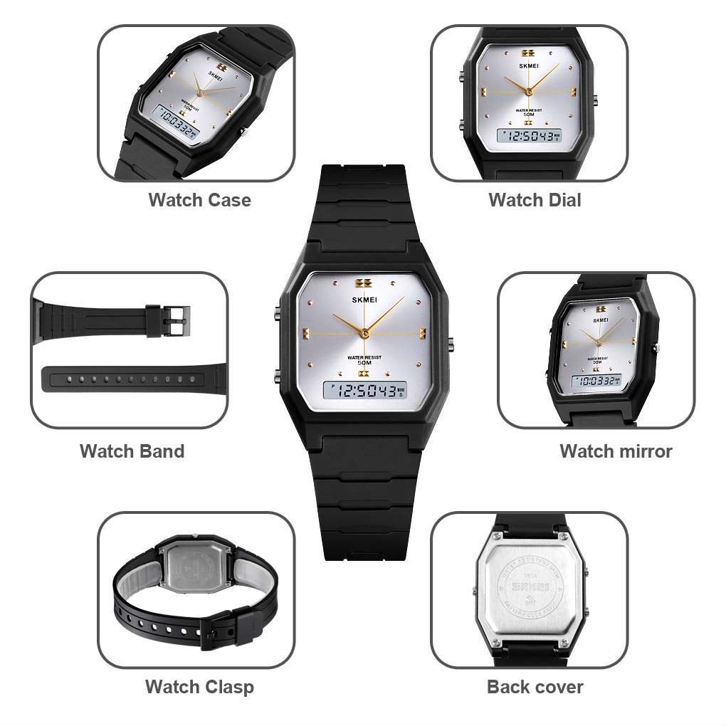 MASTOP Orologio sportivo digitale da uomo, quadrato, militare, impermeabile, con schermo a LED, cronometro, sveglia