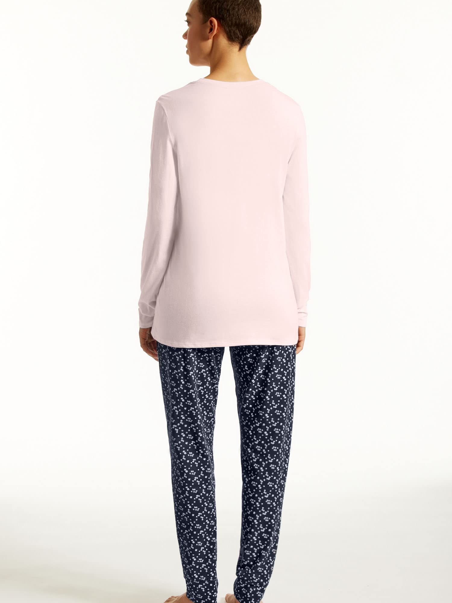 Uncover by Schiesser Damen Schlafanzug Set Shirt langarm mit langer Schlafhose - Nachtwäsche