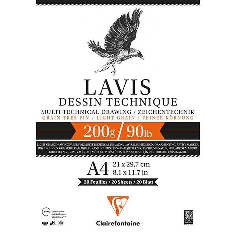 Clairefontaine LAVIS DESSIN TECHNIQUE A4 200 g. Notatnik rysunkowy 3417