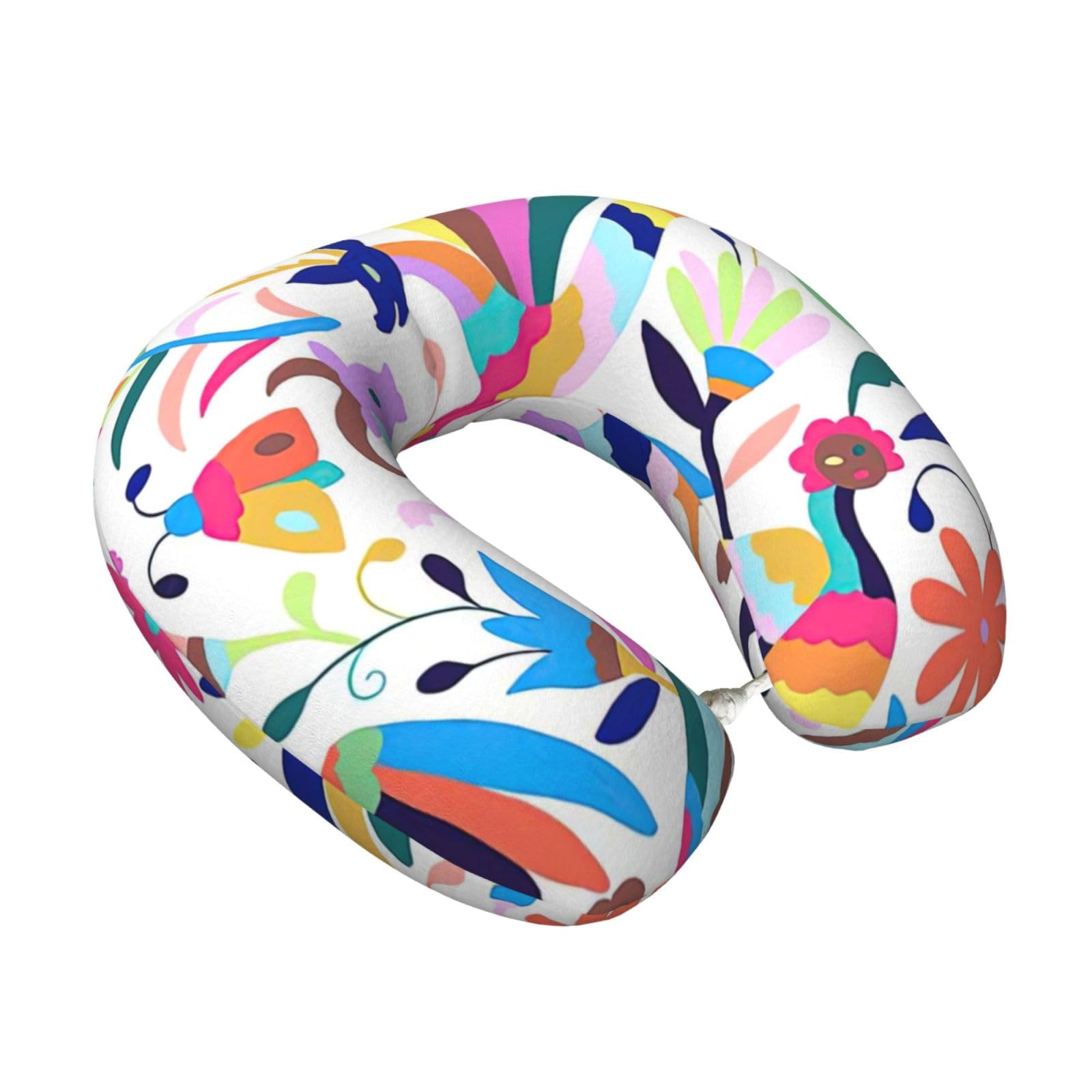 Yyoretp Mexican Otomi Animals Print Travel Pillow Pure Memory Foam Neck Pillows Portable Headrest for Airplane
