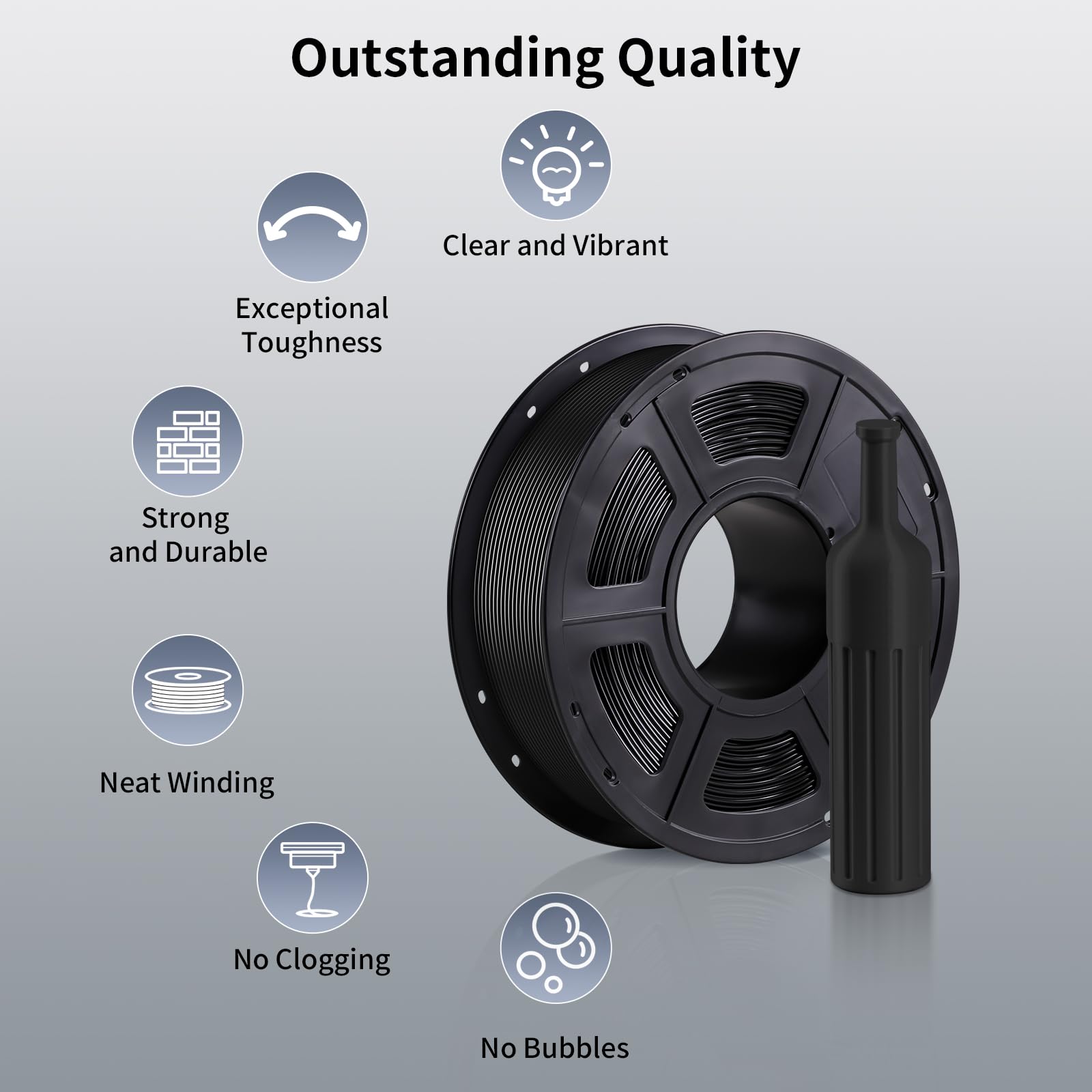 ANYCUBIC PETG Filament, 1,75mm Filament do Druku 3D, wysoka wytrzymałość, odporność na temperaturę, kompatybilny z różnymi Drukarkami 3D FDM, Czarny*2 2KG