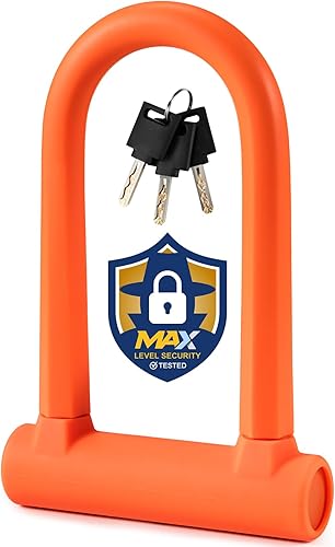 Sigtuna Bloqueo en U compacto  Bloqueo en U ligero de silicona para bicicleta (naranja) para bicicleta, bicicleta eléctrica, scooter, motocicleta,