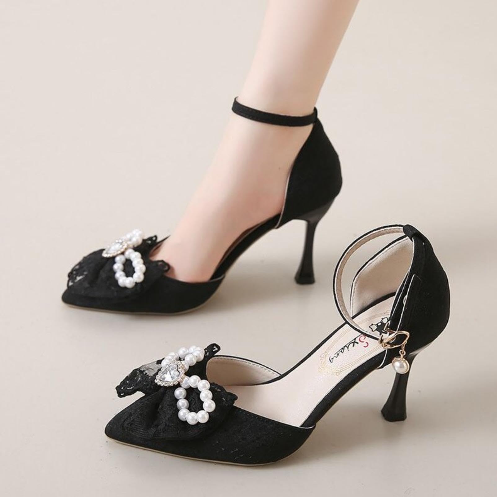 Genérico Zapatos Mujer Boda Tacones Punta Fina Slingback Novia Elegante
