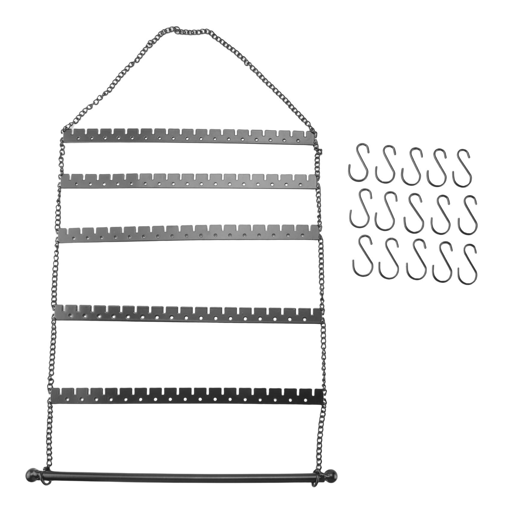 Jkjhbhged Wall Earring Organizer, Hanging Jewelry Organizer Earring Holder Stand for Hanging Earring, Necklace, Bracelet, Black