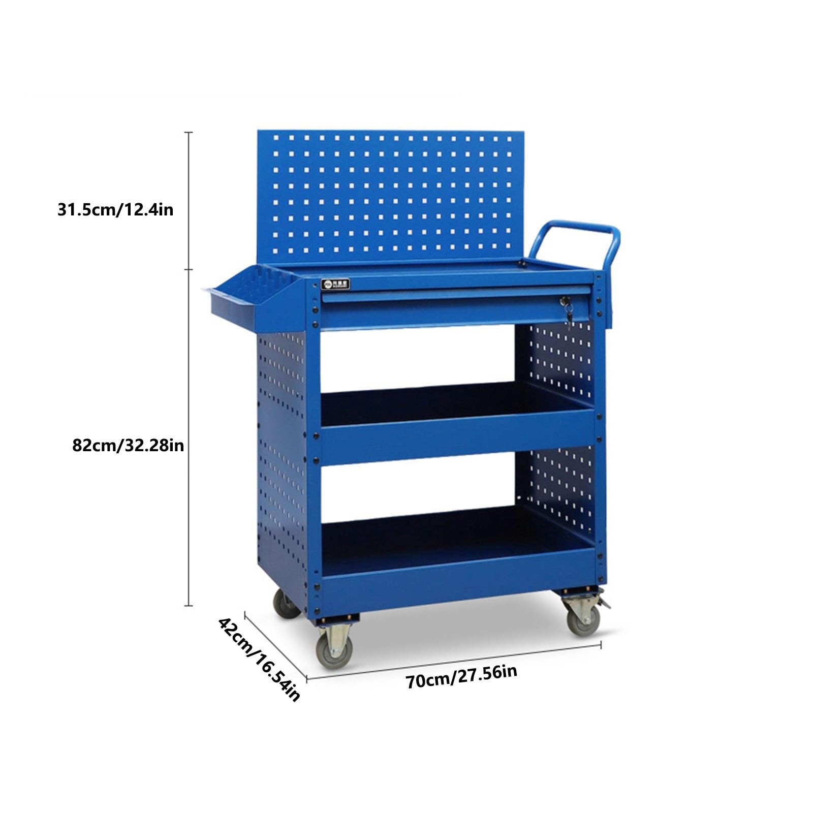 Facilitar el Transporte Carro de herramientas rodante con cajón, gabinete organizador de almacenamiento resistente, carro de servicio industrial Uso fácil(Blue)