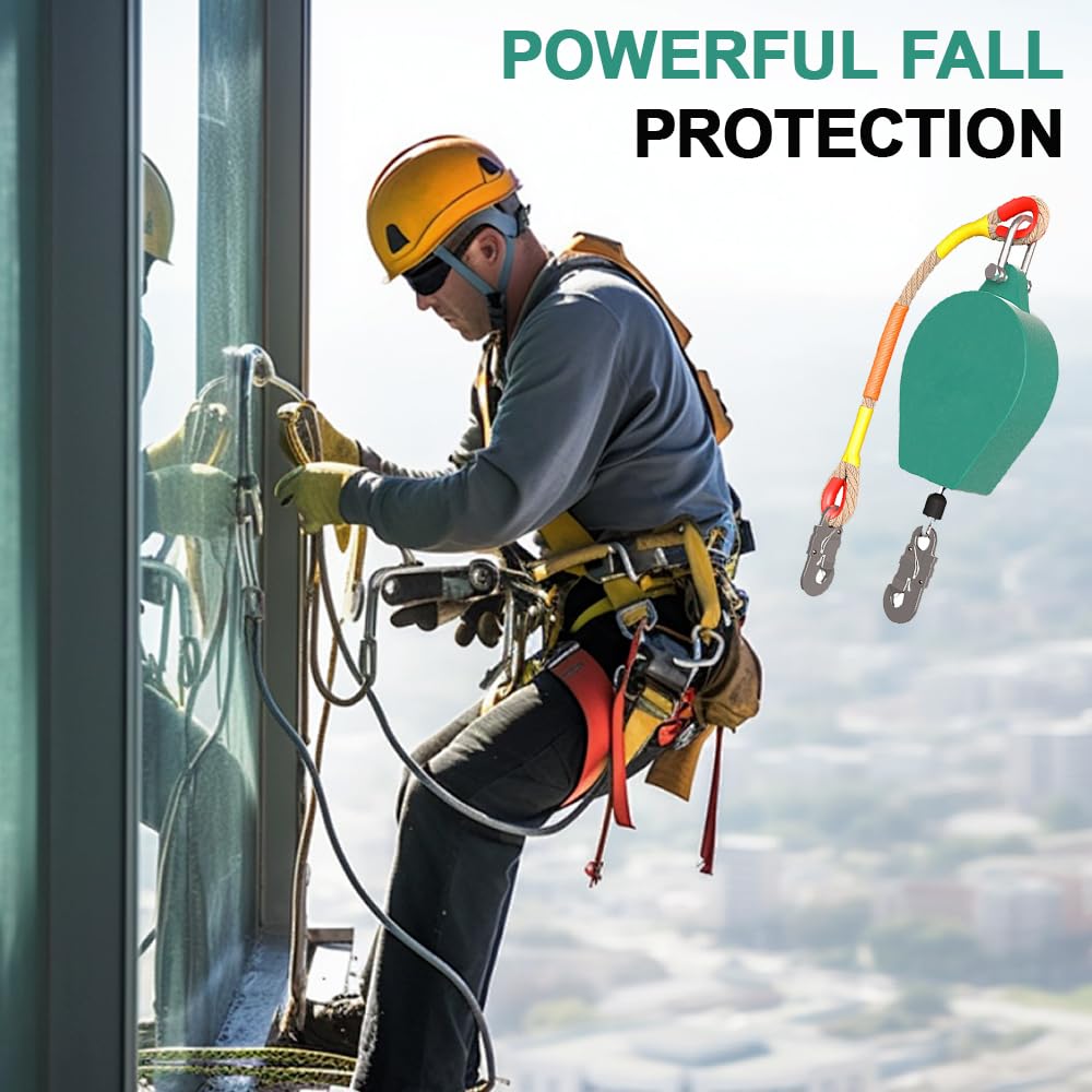 Dispositivo di sicurezza in altezza da 10 m, portatile, anticaduta retrattile, dispositivo di sicurezza per arrampicata, dispositivo di sicurezza per lavori aerei, arrampicata (verde 4)