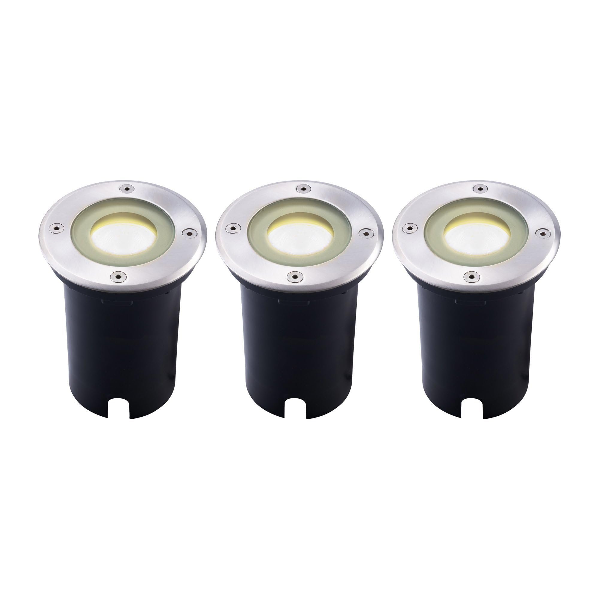 Ledvion 3 Pack LED Outdoor Ground Light IP67 3W 230V 345Lm 4000K GU10, Neutral White, 3x
