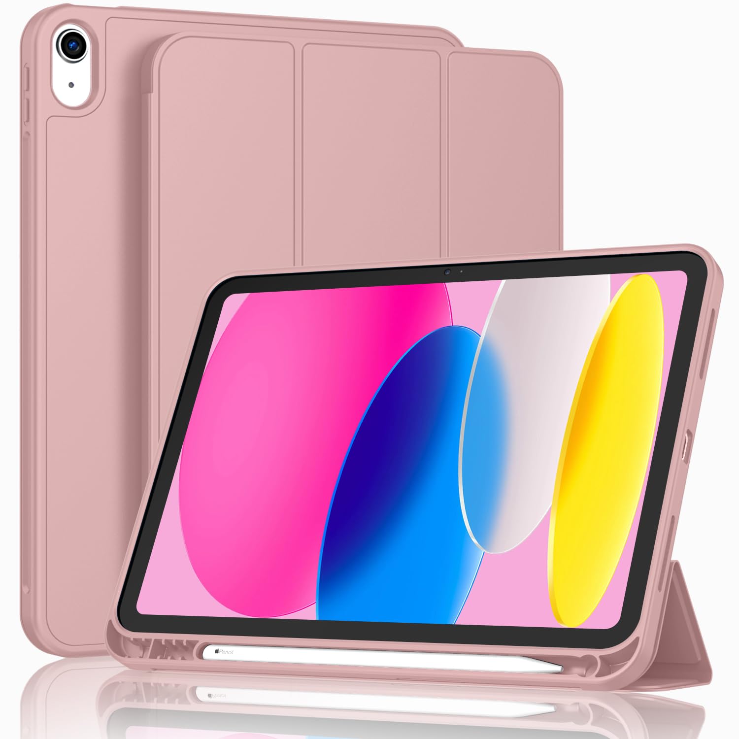 ToaPoia Case for iPad (A16) 11 Inch 2025/iPad 10th Generation 10.9 Inch 2022, Slim Trifold Stand Protective Cover with Pencil Holder and Soft TPU Back,Support Auto Sleep/Wake (Dark Salmon)