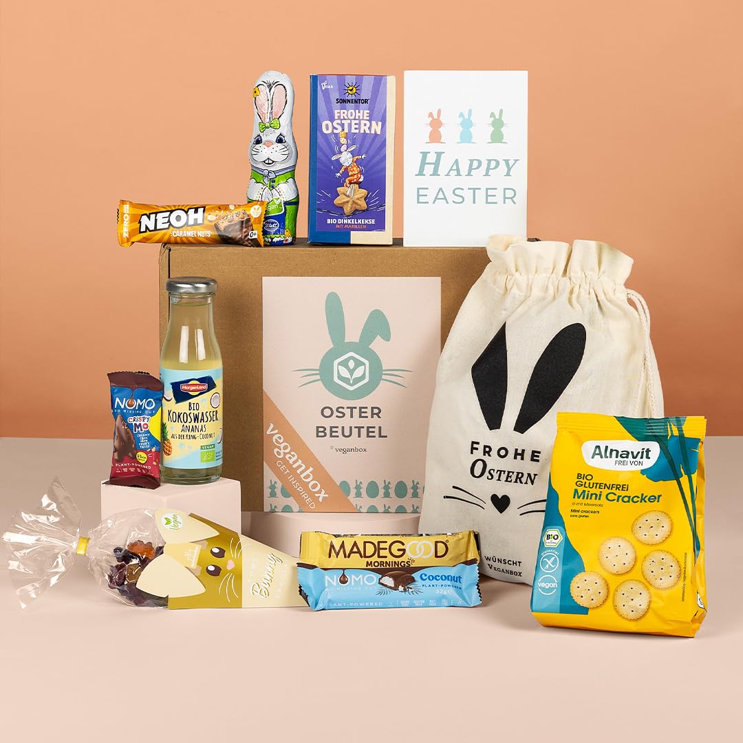 VEGAN BOX ® Osterartikel (Osterbeutel) | Vegane Ostern, vegane Süßigkeiten, Schokolade | Veganer Osterhase