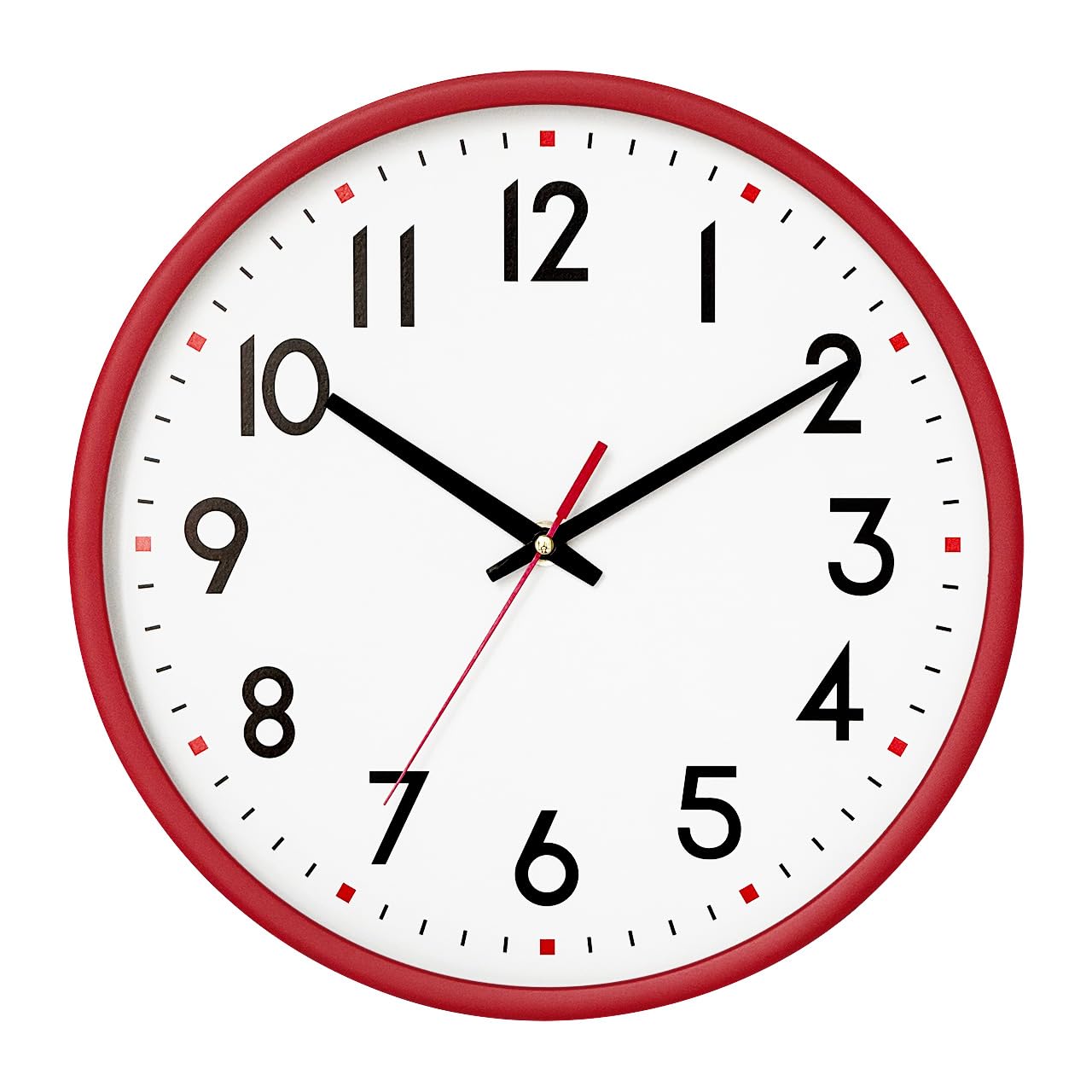 Moiubik Wall Clock 8 Inch Silent Non Ticking Battery Modern Decorative for Living Room Bedroom Kitchen School(red)