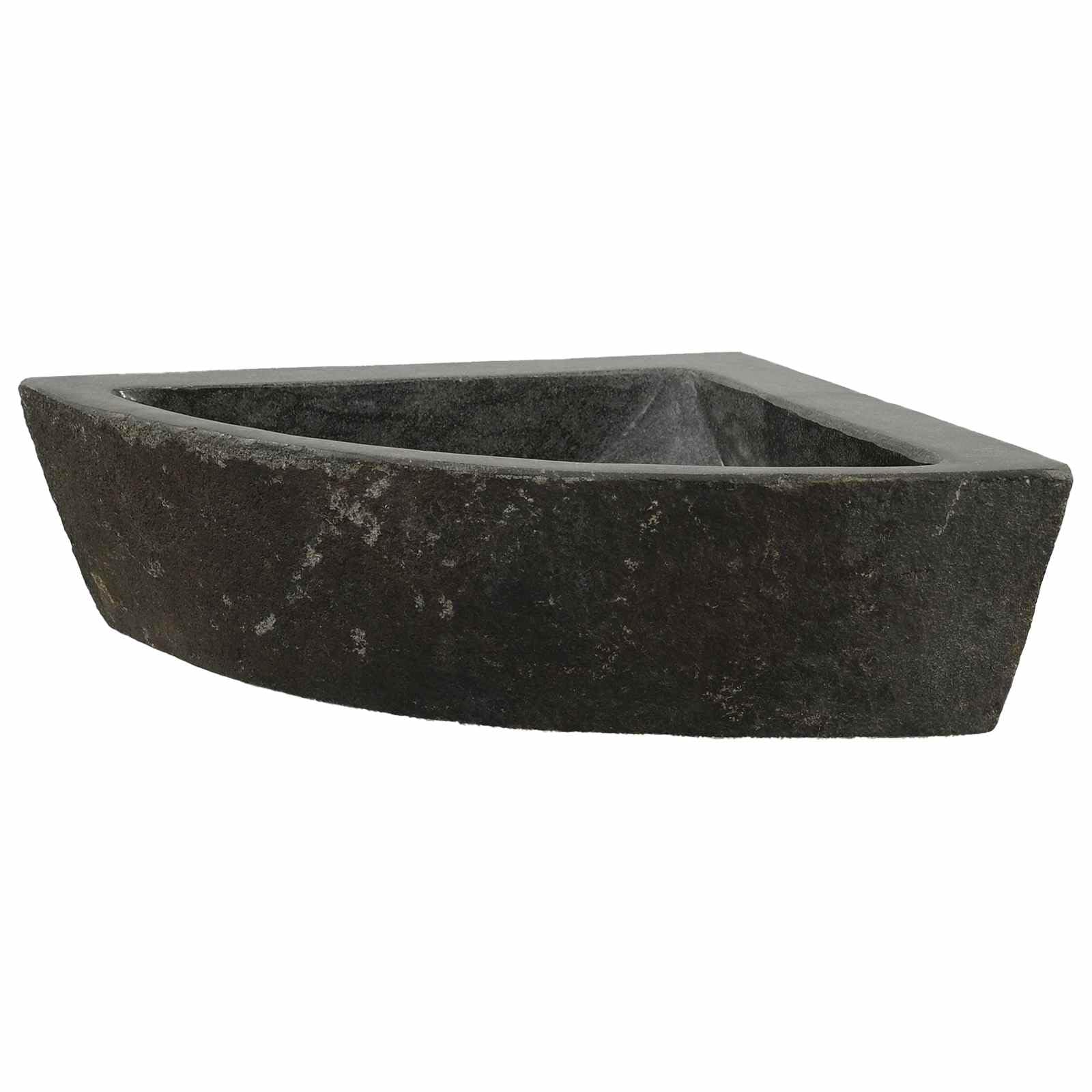 Lavabo de pared esquinero resistente en piedra natural gris para aseos