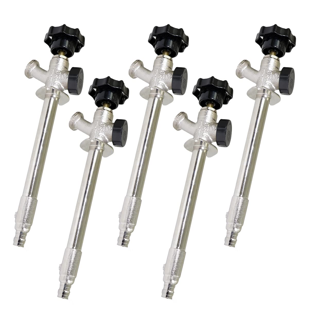 Midline Valve 62061G-OM-5 Anti-Siphon Sillcock Frost Free Outdoor Faucet with Vacuum Breaker 1/2 in. PEX A x 3/4 in. Hose Bib, 6 in. Long (5 Pack), Chrome