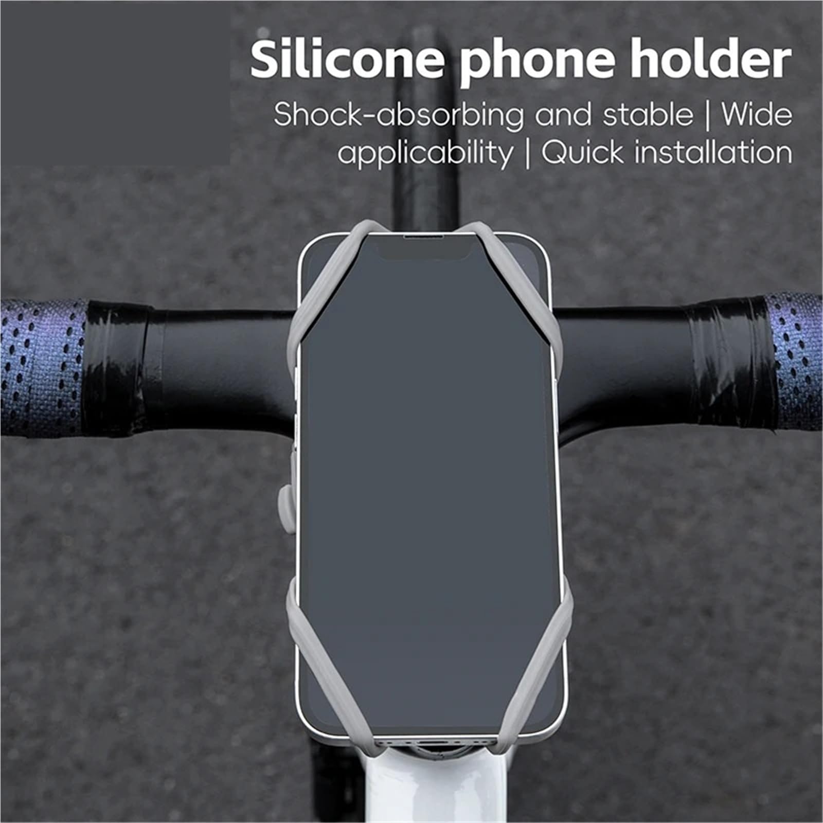 Support Telephone Velo Support for téléphone Portable de vélo Route VTT Support for en Silicone Guidon Forme Normale Accessoires universels(2PCS -Gray)