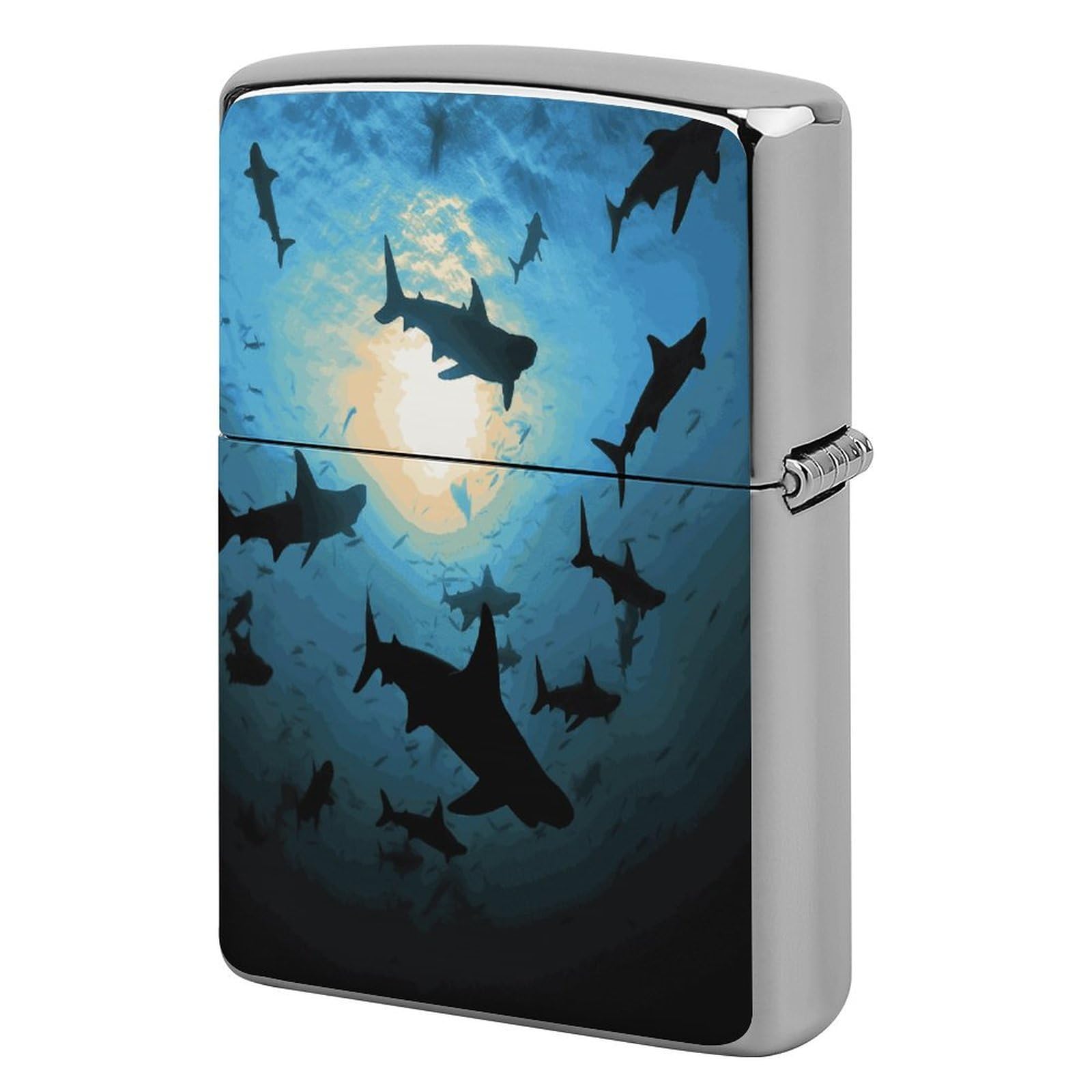 Btcowzrv Style Hammerhead Sharks Metal Lighter Case Sleeve Cover Holder