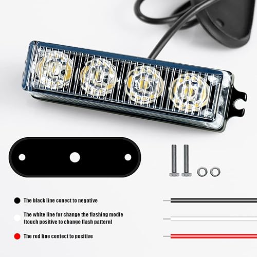 Miniatura 5 de FXC 2 luces estroboscópicas intermitentes de montaje en superficie de 4 LED para camión, vehículo, luz de rejilla LED, faro de emergencia, luces de