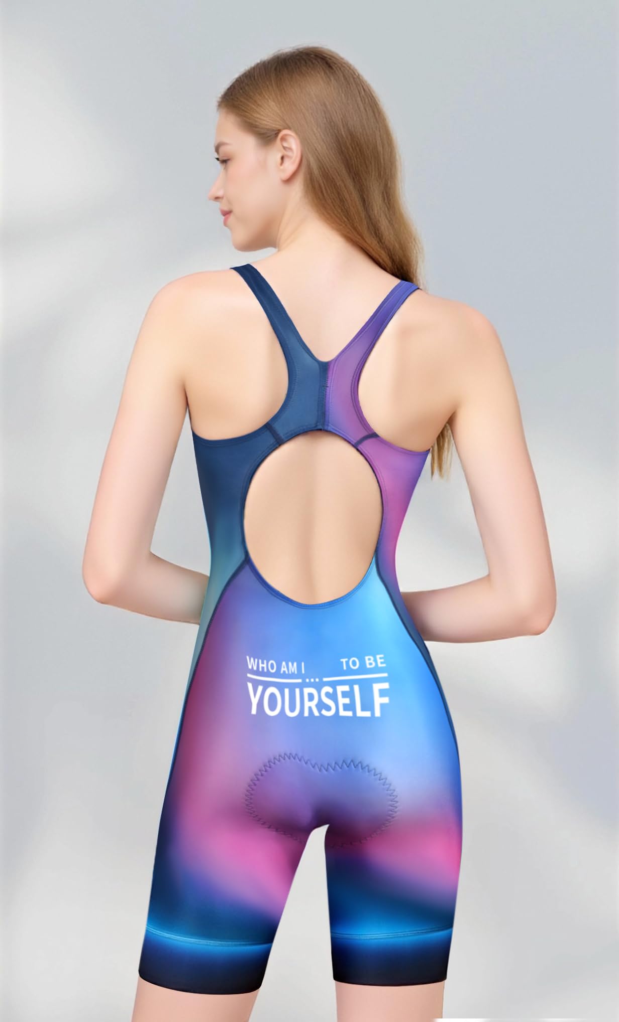 NUCKILY Combinaison de triathlon, combinaison de sport une pièce pour femme - Combinaison de course légère rembourrée - Cyclisme - Maillot de bain - Pour course à pied