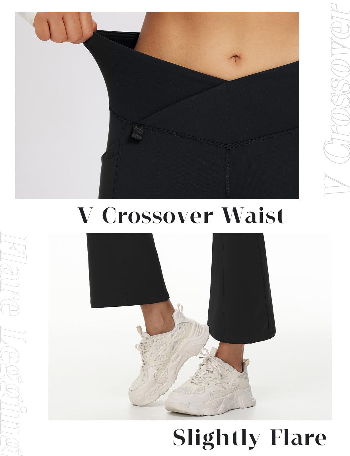 baleaf Pantalon de Yoga Thermique pour Femme Coupe Bootcut avec Poches Doublure en Polaire Taille Haute Pantalon Relaxation Gym Travail