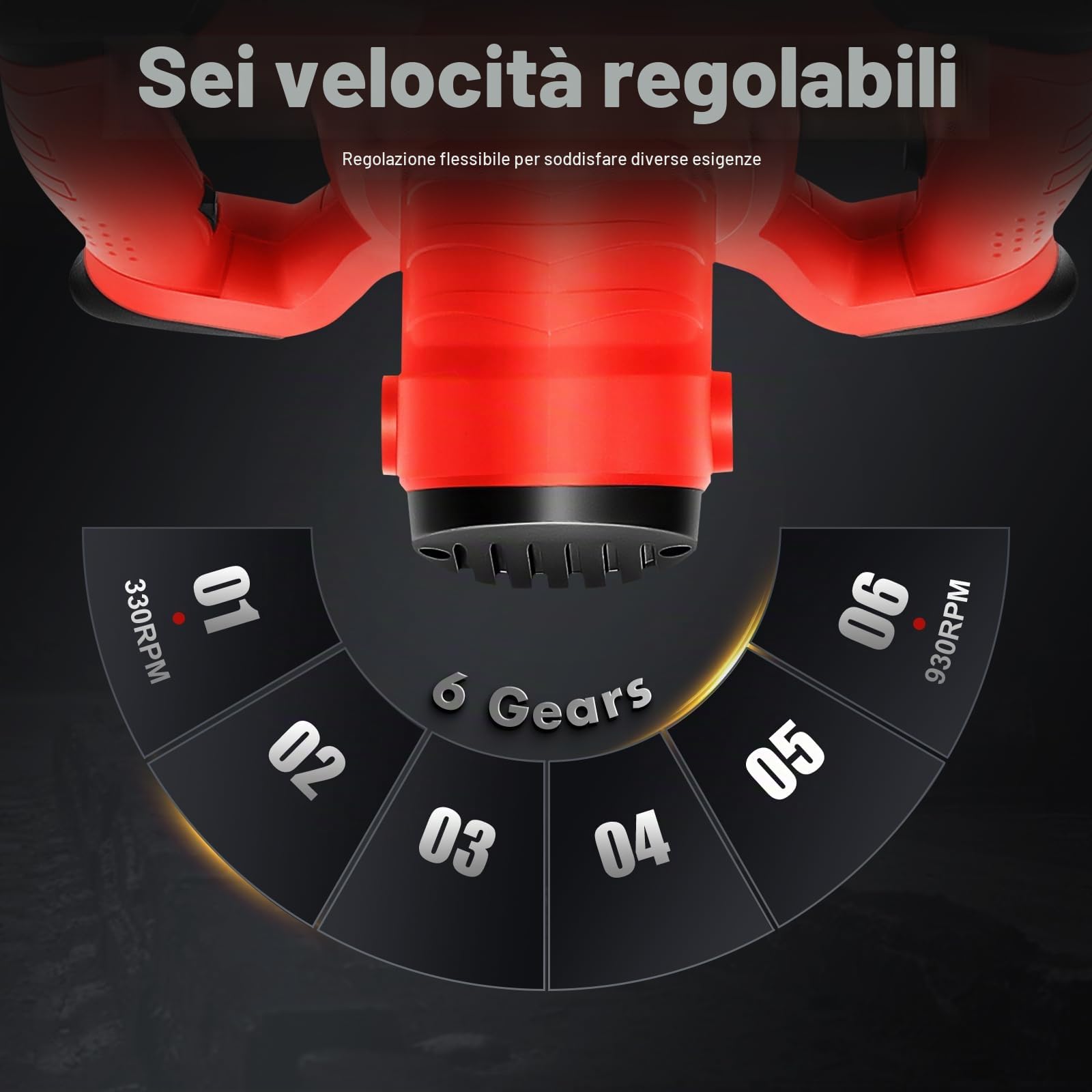MINRS Agitatore per malta da 1500 W, mescolatore per calcestruzzo, malta a 6 marce, miscelatore per cemento, elettrico, per miscelare vernici, cemento, cemento
