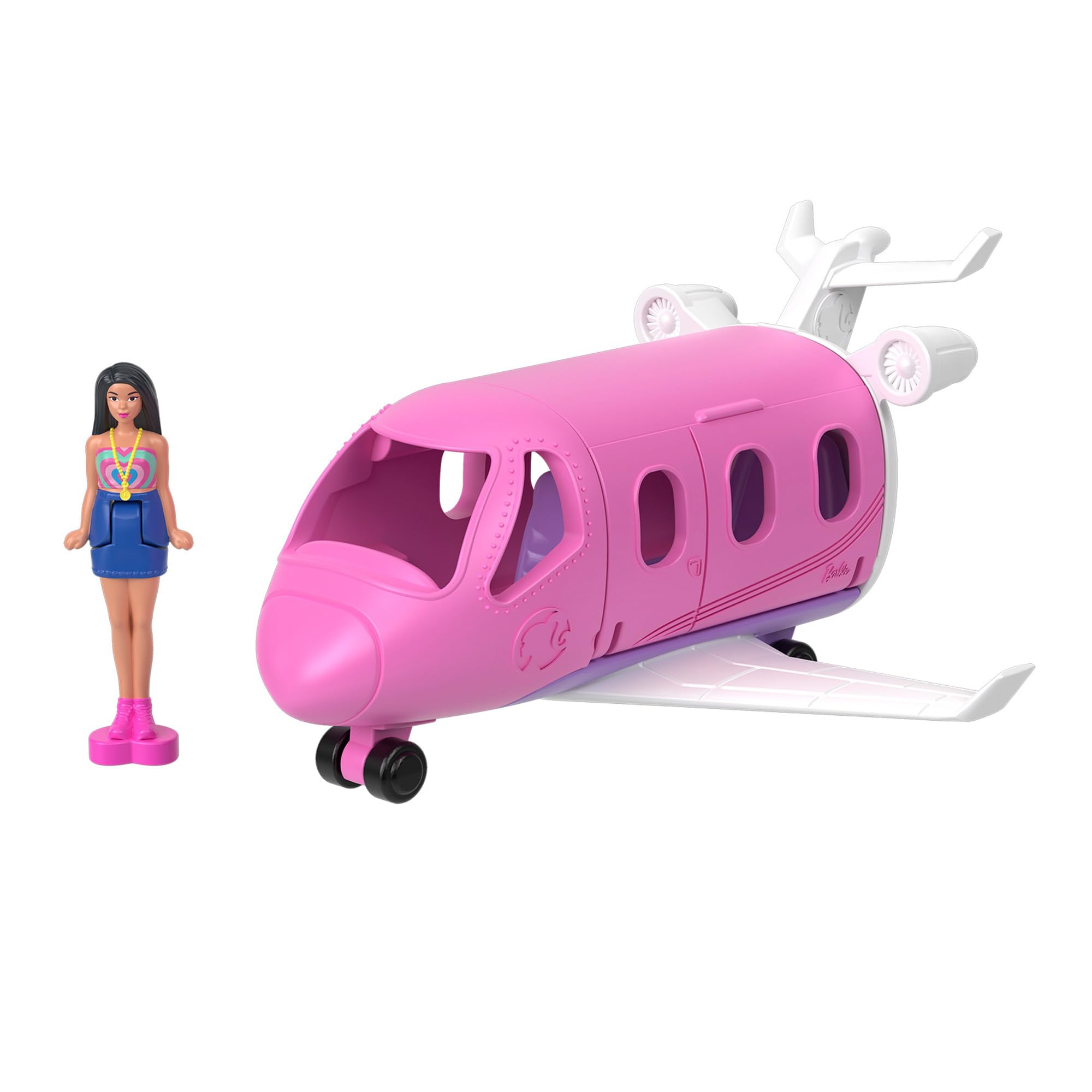 Barbie HYF40 Mini Barbie Land Dream Plane with 1 Micro Doll Doll House Airplane 6 Years Old Pink