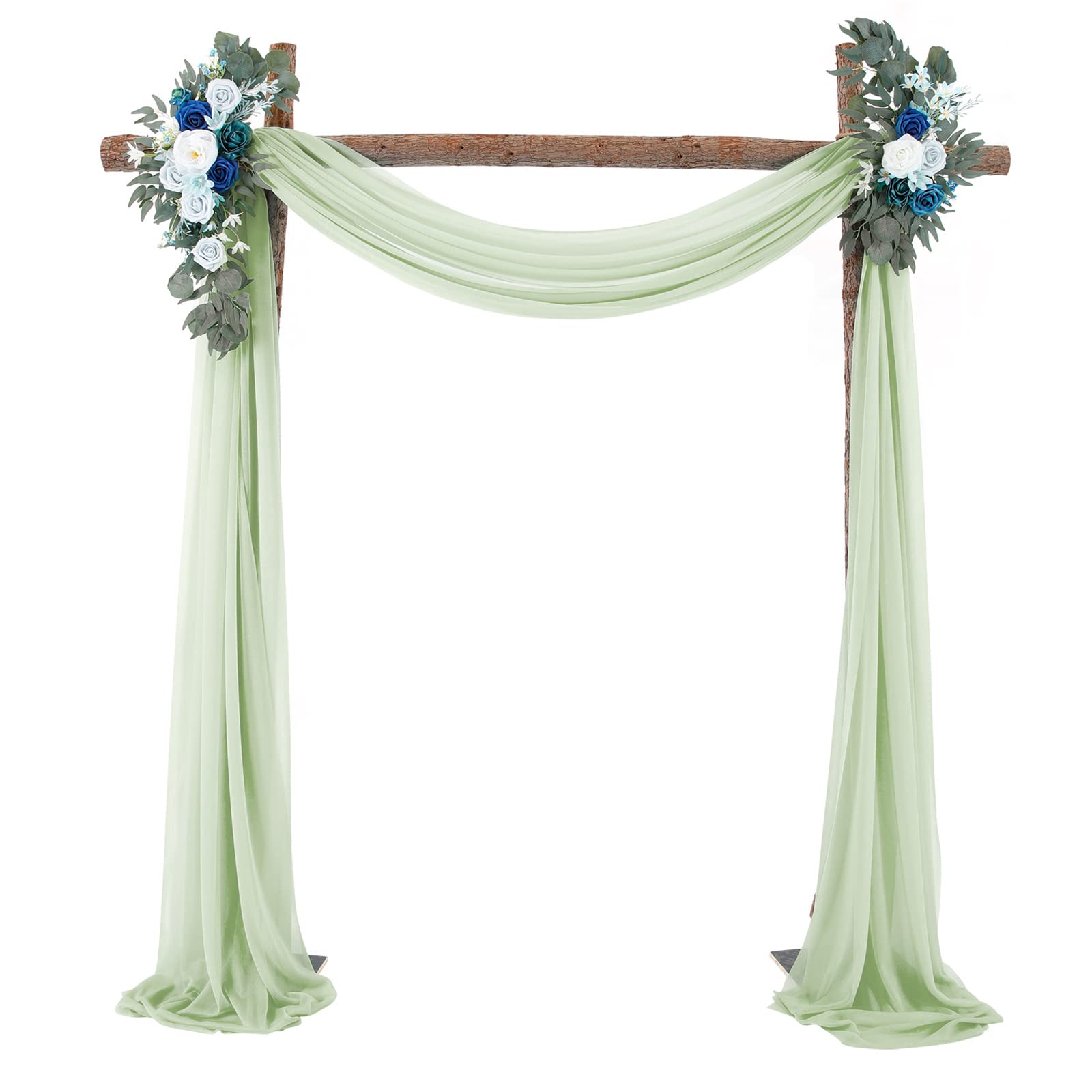 Pcscevcr Green Wedding Arch Drapes, 18Ft Chiffon Wedding Banquet Draping Fabric Backdrop Curtain Drapery For Wedding Archway Ceremony Party Decor (Green)