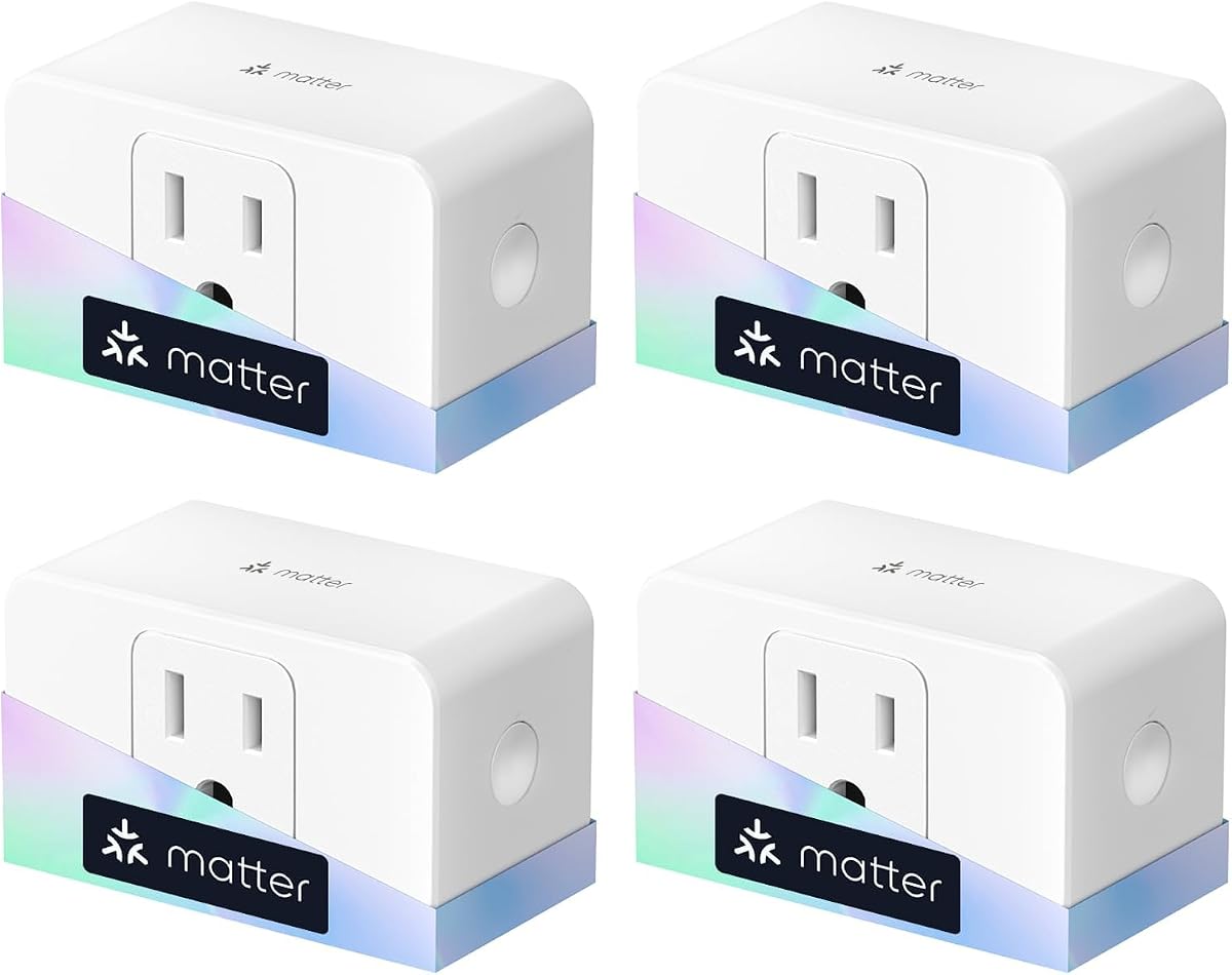 Matter Smart Plug, Energy Monitoring, Standby Killer, FFS Easy Setup | App & Voice Control Wi-Fi Outlet Support HomeKit, Alexa, Google Home with Schedule Timer, 100% Privacy, 15A/1800W (4 Pack)