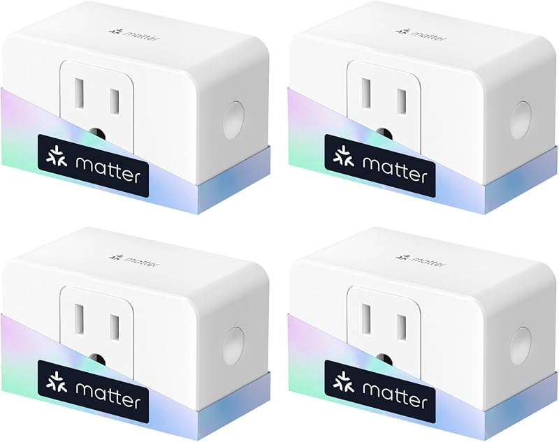 Matter Smart Plug, Energy Monitoring, Standby Killer, FFS Easy Setup | App & Voice Control Wi-Fi Outlet Support HomeKit, Alexa, Google Home with Schedule Timer, 100% Privacy, 15A/1800W (4 Pack)