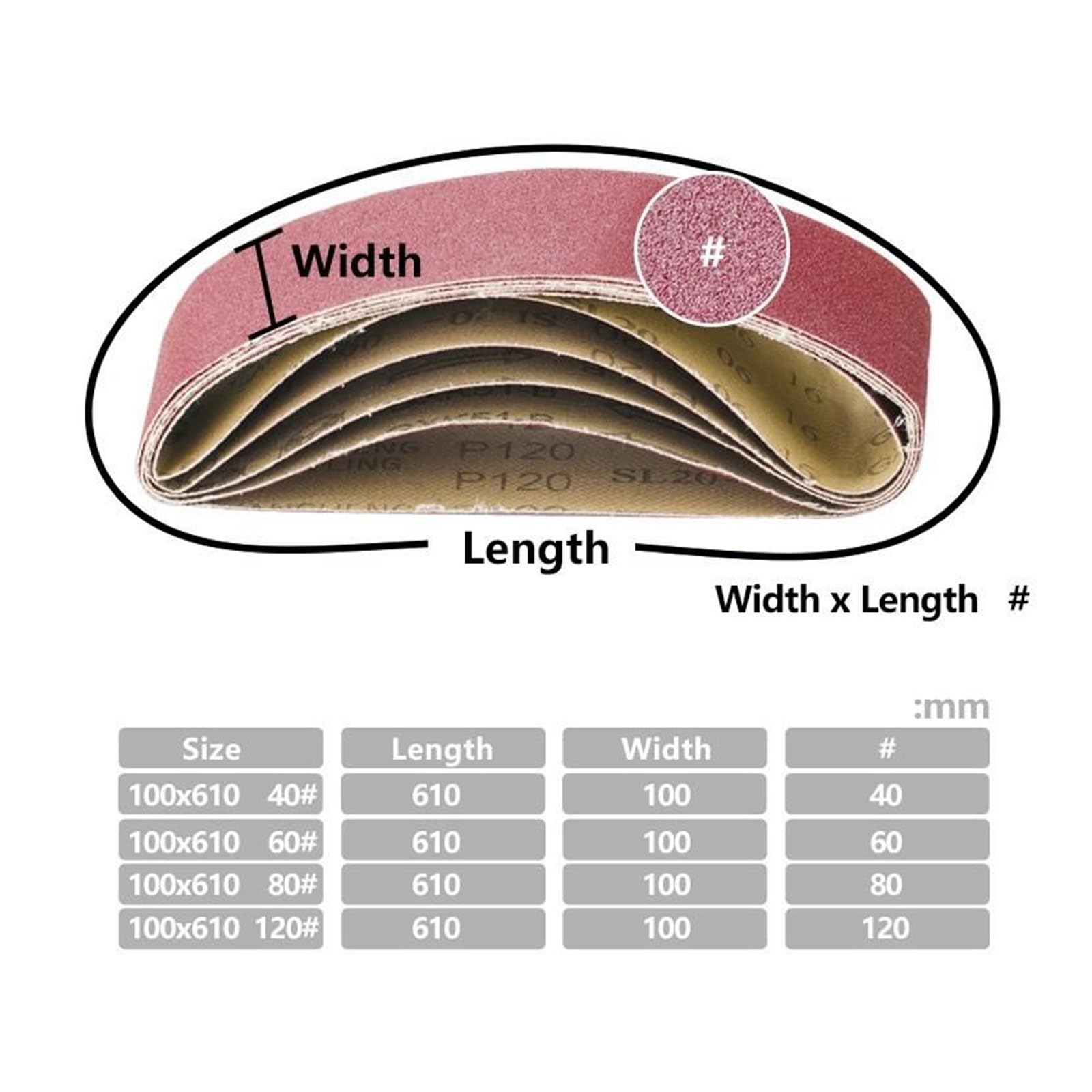 Nastro abrasivo, Nastri abrasivi in ​​ossido di alluminio 10 pezzi 100x610mm grana 40-800 for lucidatura con levigatrice(10Pcs 320 Grit)