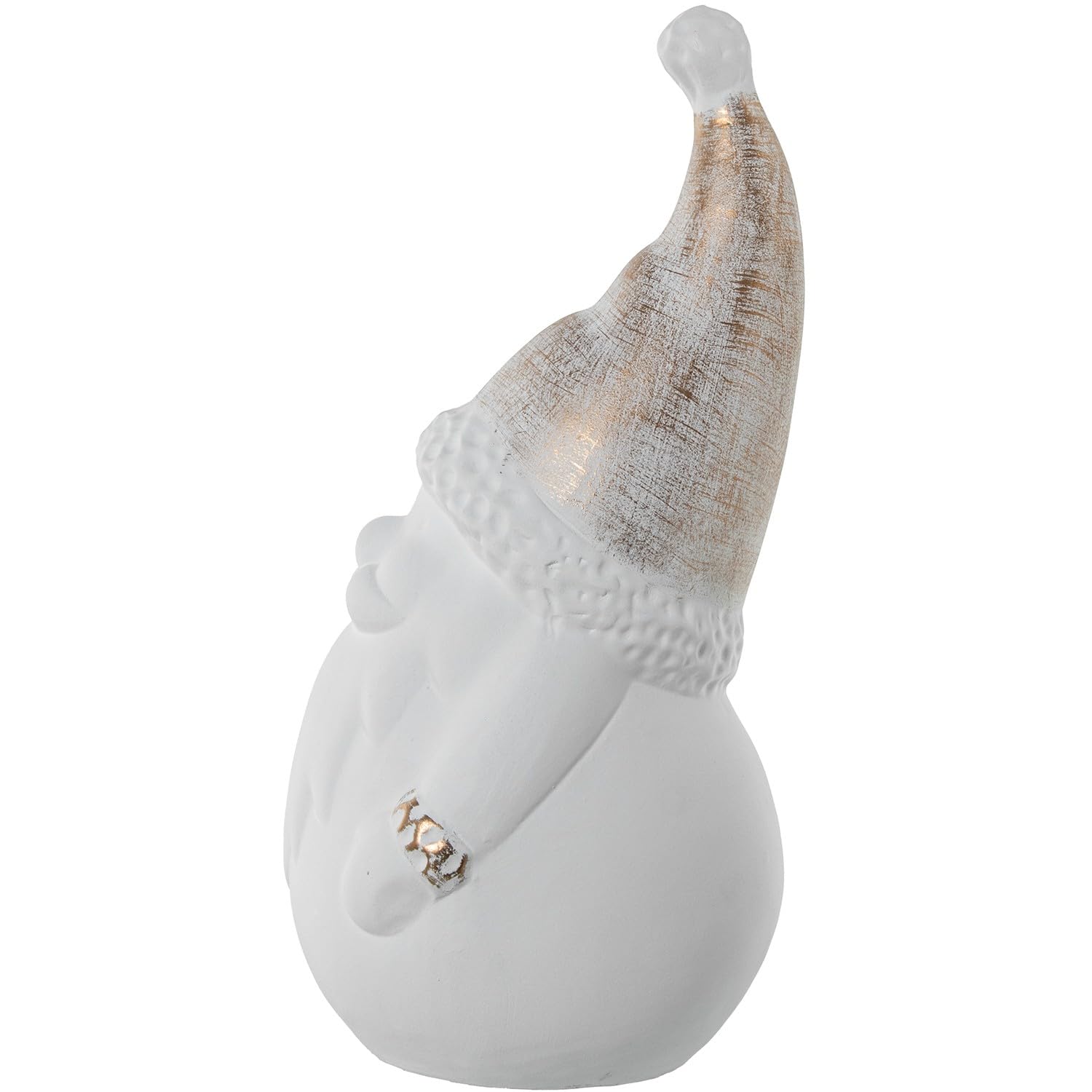 Figura Papa Noel de Ceramica en Blanco y Dorado 18x18x40 cm