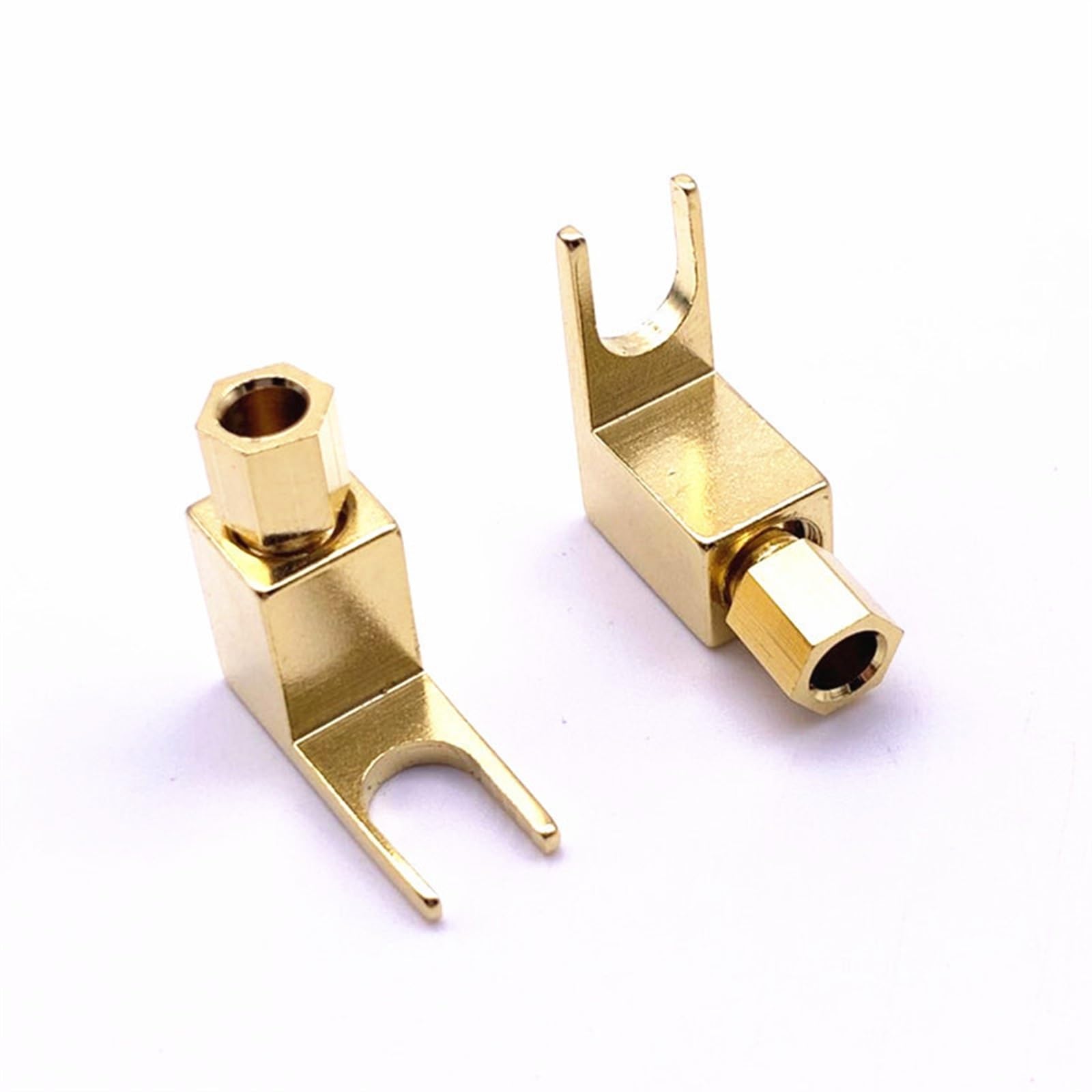 Fiches Banane de Type U en Laiton plaqué Or, 8 pièces, fiches de Haut-Parleur, vis Audio, Fourche, connecteur de Pelle, connecteur Banane mâle à Angle Droit