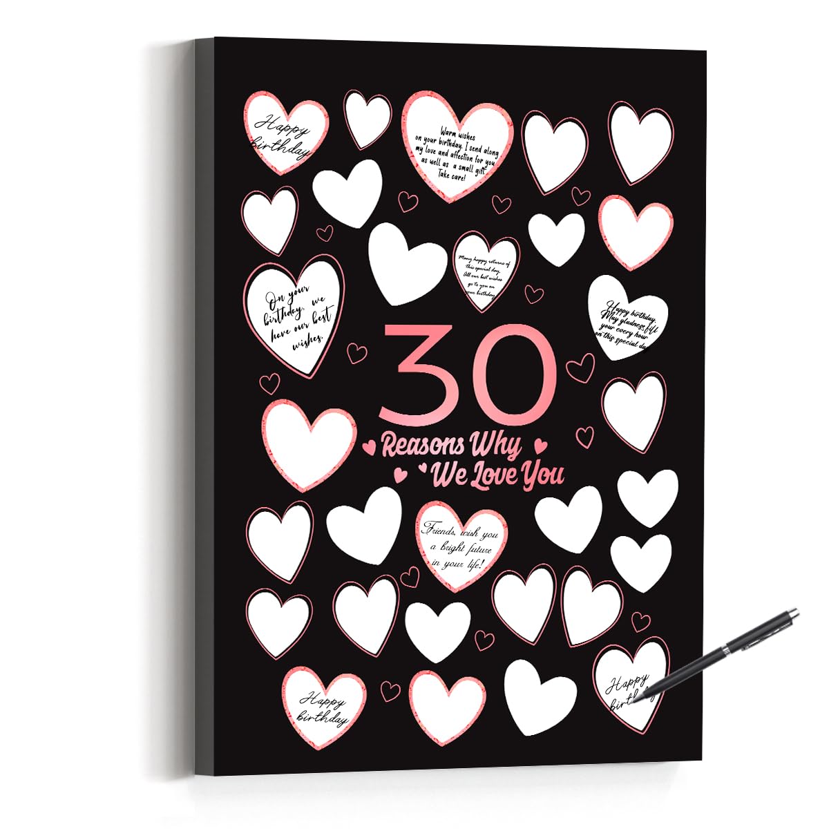 30 Reason Why We Love You,30th Birthday Wall Decor,Birthday Gifts for Women,Guest Canvas 30th Anniversary or Birthday Party Favors Decoration-11x15