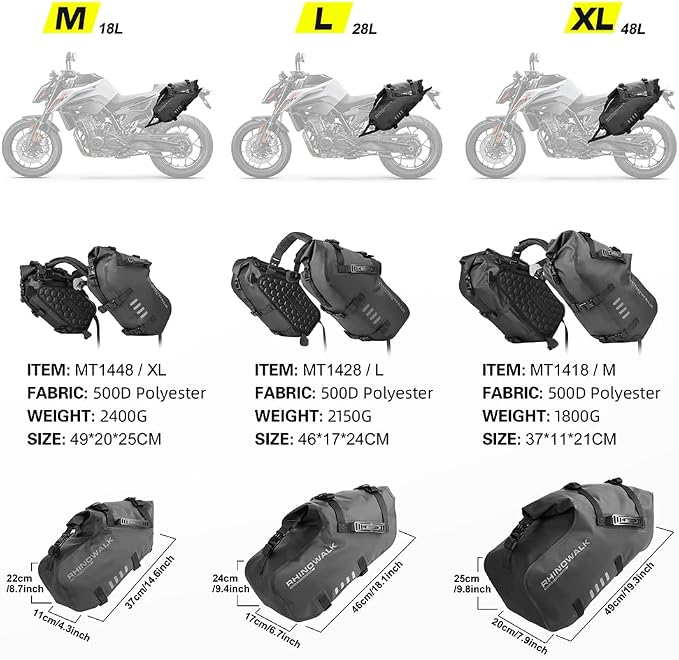 Alforjas para moto impermeables 28L Rhinowalk miniatura 3