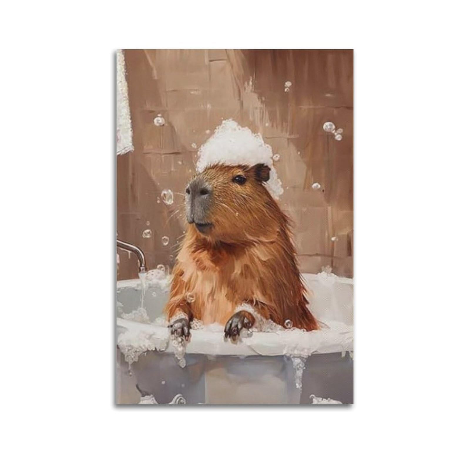 Lvalogy Animal Bathtub Bubble Bath Capybara Art Poster