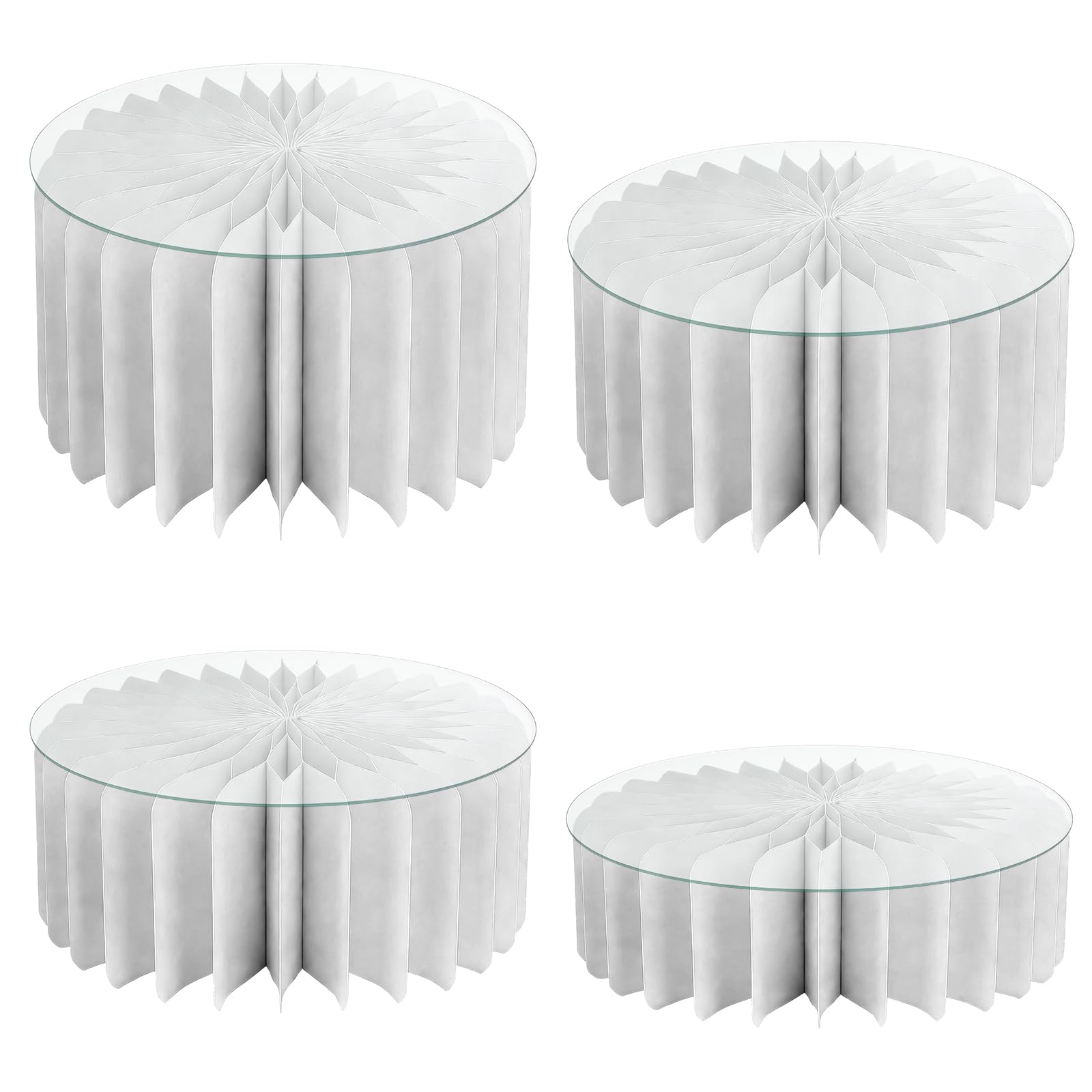 Kalttoy Of 4 Sturdy Paper Dessert Stands Foldable Stackable Design Display Holders for Multiple Levels Presentation in Event Stackable Stands