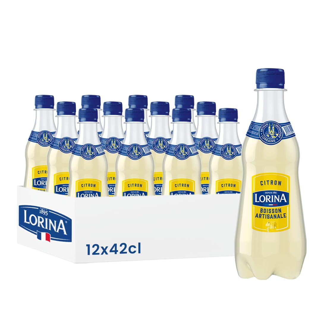 Lorina Limonade Citron Artisanale, Boisson Gazeifiée au Jus de Citron de Sicile, 42cl, Lot de 12