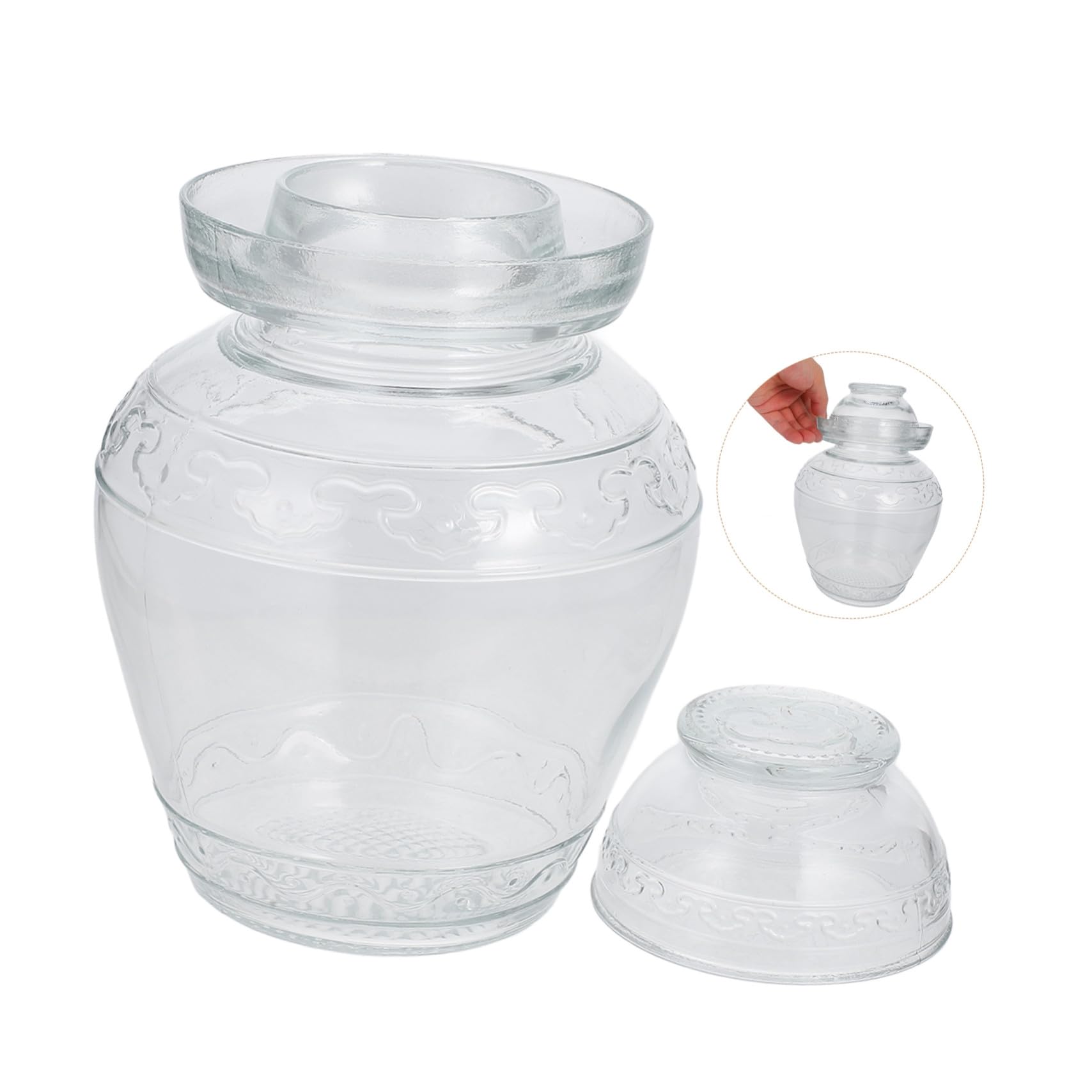 Verschlossenes Küchen Gurkenglas aus Glas mit Großem Fassungsvermögen und Glatter Oberfläche Stabiles Vorratsglas für Fermentierte Lebensmittel im Modernen Transparenten Design