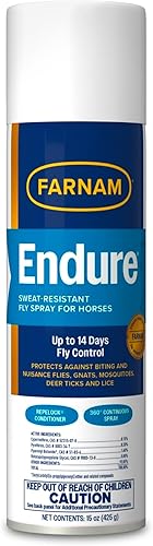 Farnam Endure Spray para moscas resistente al sudor para caballos, protege contra la enfermedad de Lyme, 15 onzas