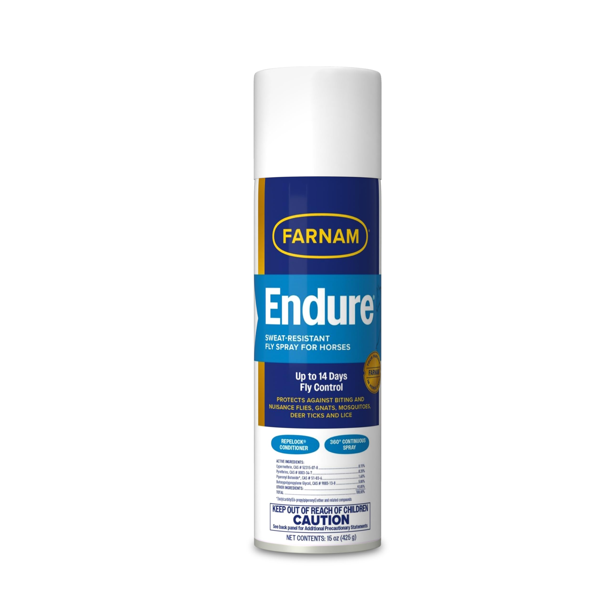 Farnam Endure Sweat-Resistant Fly Spray for Horses, Protects Against Lyme Disease, 15 oz