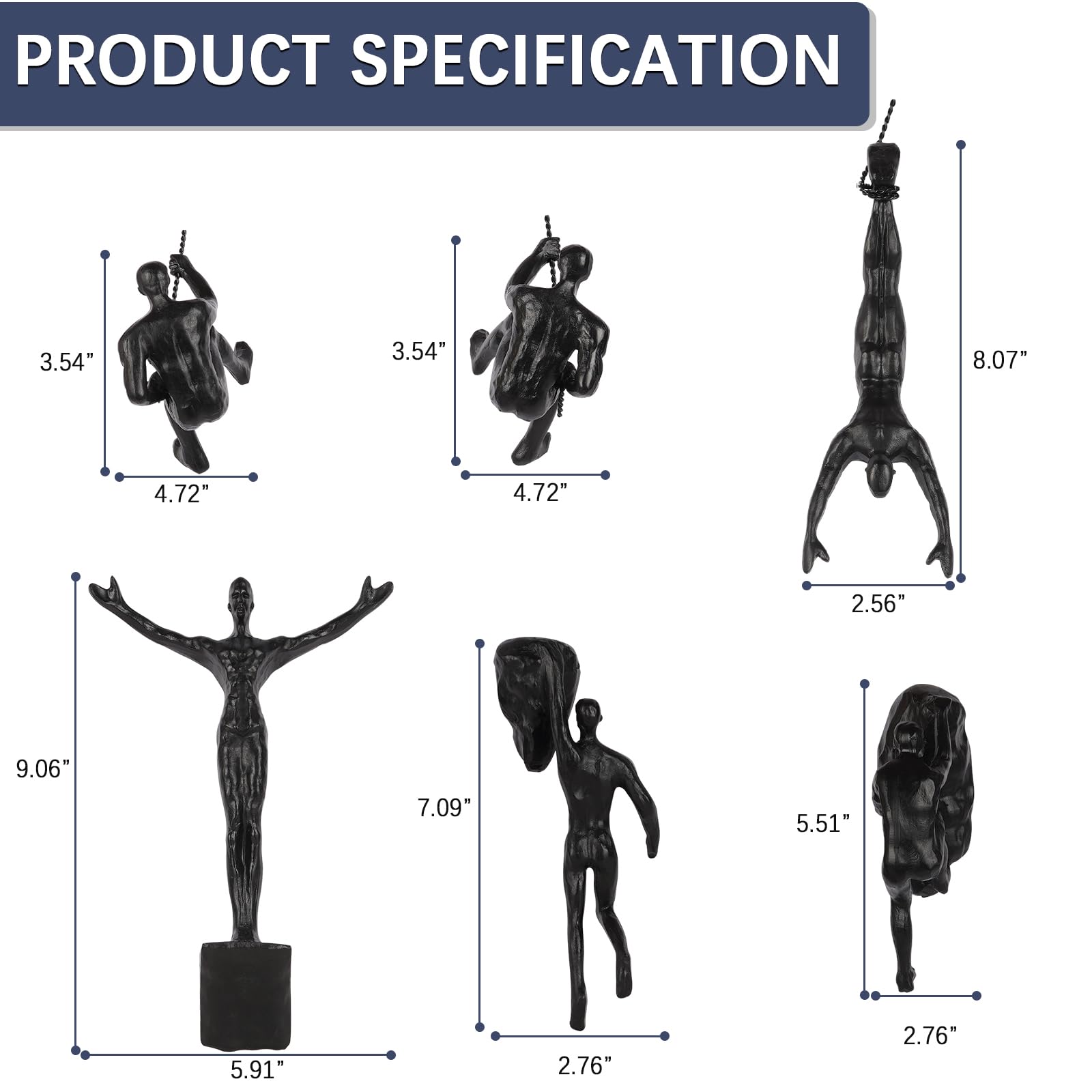 Amazon.com: Lilithye Climbing Man Wall Sculpture 6PCS Retro Wall