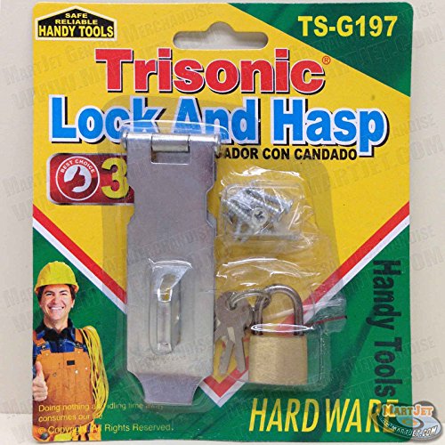 Image of Small Lock Hasp Kit Security Gate Door Metal Latch Padlock w / Keys Set & Screws