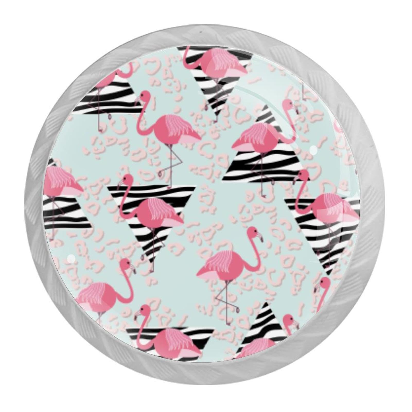 Tqmspg Multi01 4 Pieces Drawer Pulls Flamingos Door Knobs Dresser Handles For Kitchen Wardrobe Cupboard Hardware Furniture