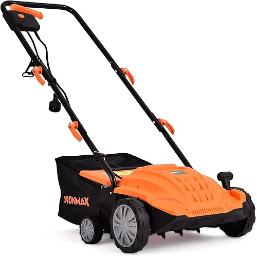 ARNOT Desthatcher y escarificador de césped desthatcher eléctrico 2 en 1 escarificador de césped eléctrico de 13 pulgadas de 12 amperios profundidad