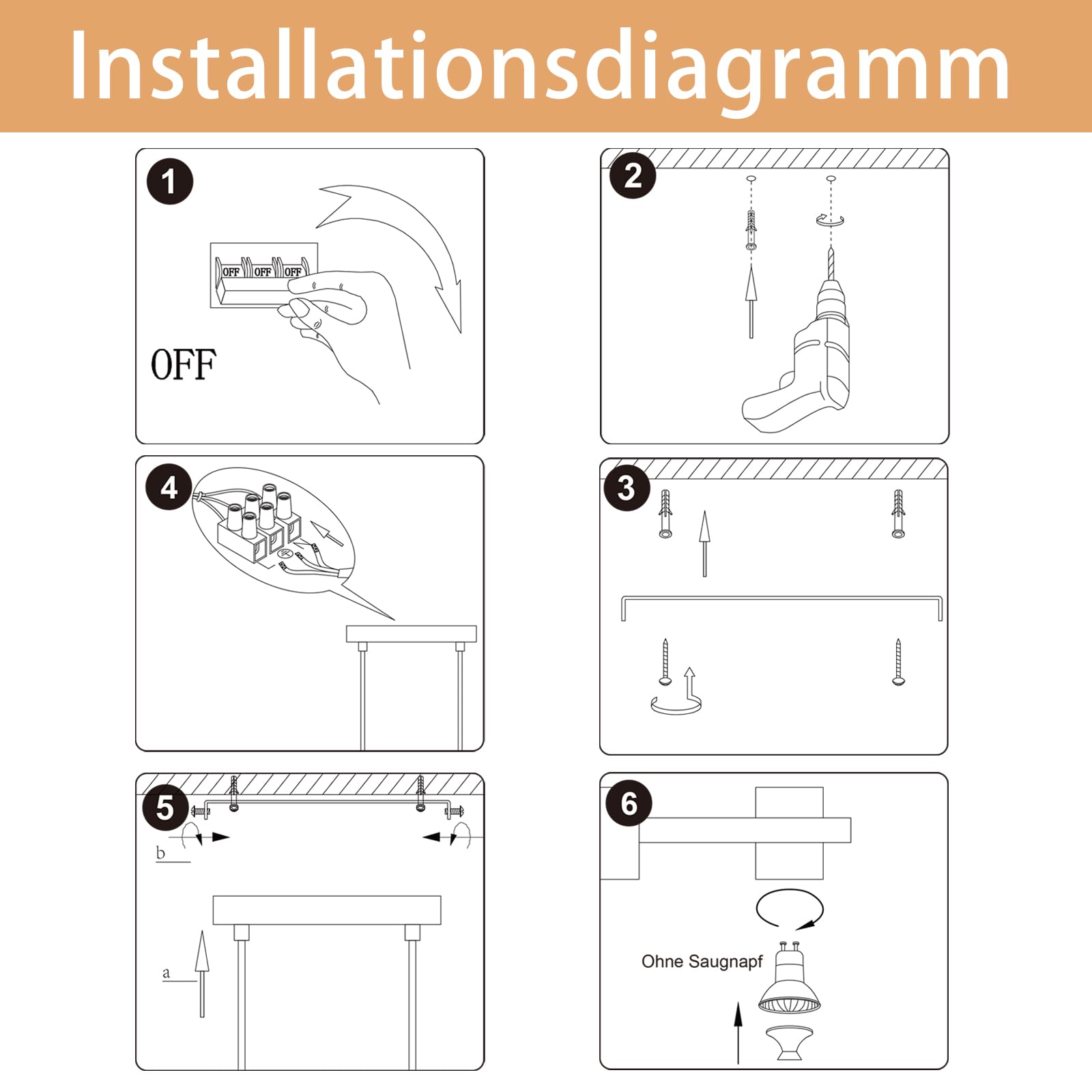 Pendelleuchte esstisch Hängelampe 6 Flammig: Modern Esstischlampe hängend in Schwarz Gold GU10 Esszimmerlampe Metall Hängeleuchte Industrial für Küche Wohnzimmer Esszimmer- Ohne Leuchtmittel | in schwarz gold GU10 Esszimmerlampe lang Metall Pendelleuchte