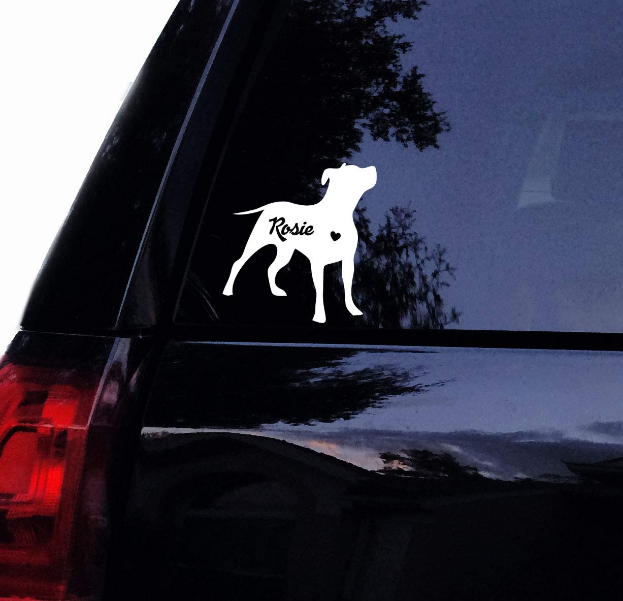 Personalized Silhouette Pitbull Decal - Floppy Ear Pit Bull - Vinyl Car Decal Window Sticker (4