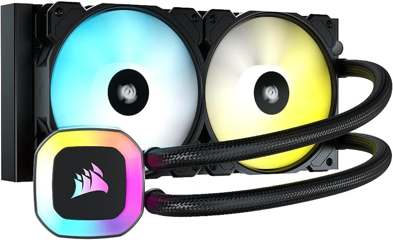 CORSAIR H100 RGB Liquid CPU Cooler - 240mm AIO - SP120 RGB ELITE Fan - Convient à Intel LGA 1200/115X/2066, AMD AM4 - Adaptateur ARGB de Carte Mère Inclus - Noir